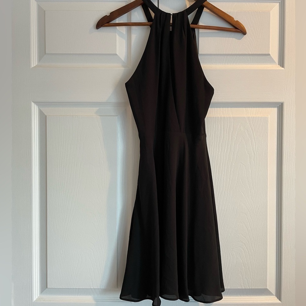 Express Halter Neck Keyhole Back Mini Dress Black Formal Homecoming 2 - Picture 6 of 14